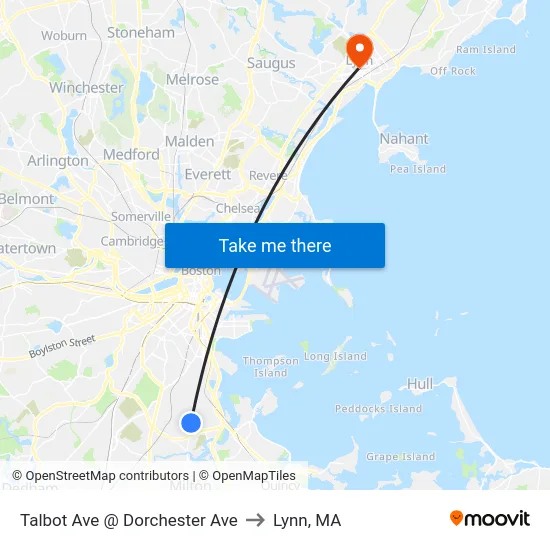 Talbot Ave @ Dorchester Ave to Lynn, MA map
