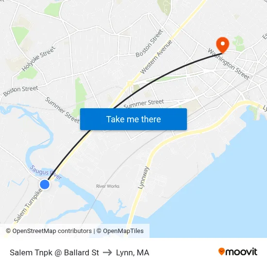 Salem Tnpk @ Ballard St to Lynn, MA map