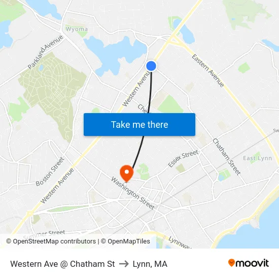 Western Ave @ Chatham St to Lynn, MA map