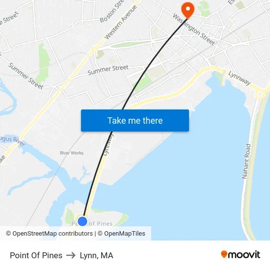 Point Of Pines to Lynn, MA map
