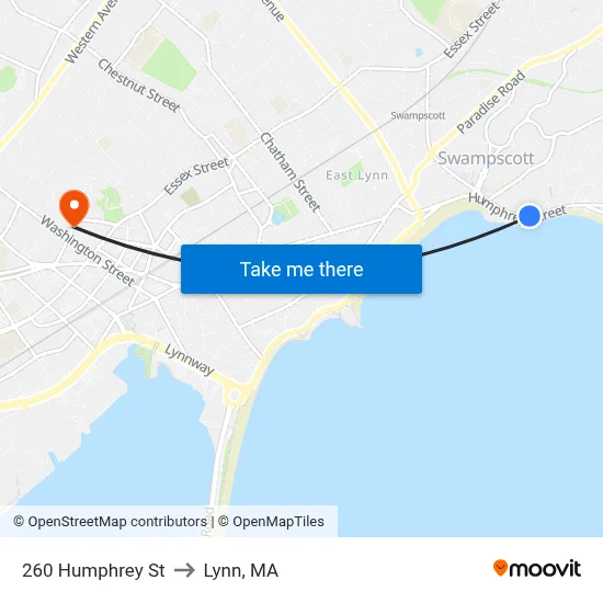 260 Humphrey St to Lynn, MA map