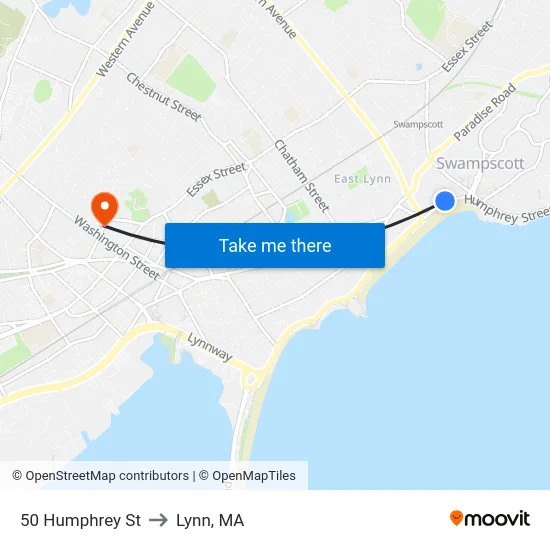 50 Humphrey St to Lynn, MA map