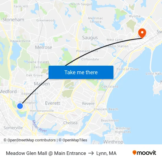 Meadow Glen Mall @ Main Entrance to Lynn, MA map