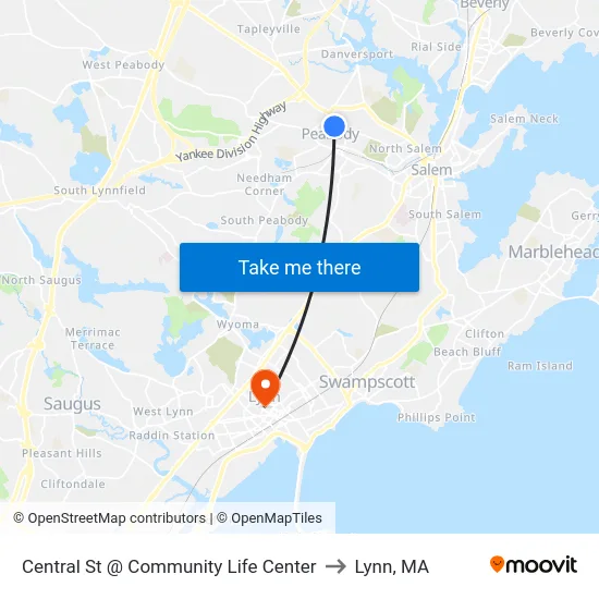 Central St @ Community Life Center to Lynn, MA map