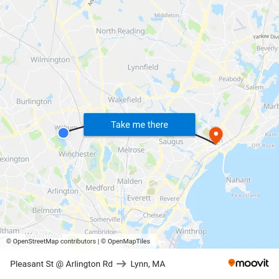 Pleasant St @ Arlington Rd to Lynn, MA map