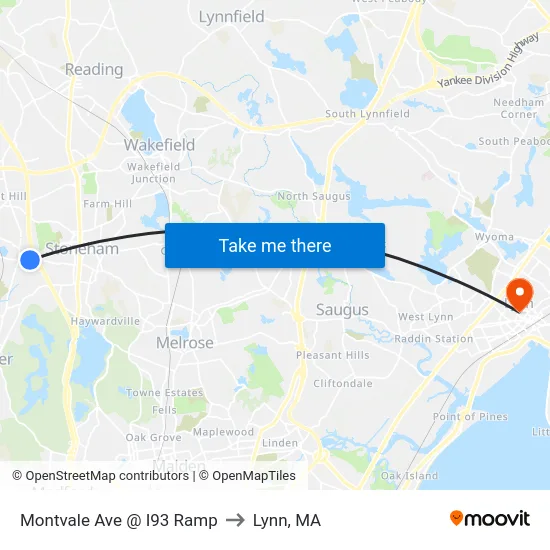 Montvale Ave @ I93 Ramp to Lynn, MA map