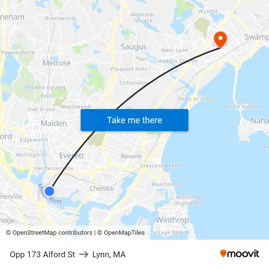 Opp 173 Alford St to Lynn, MA map