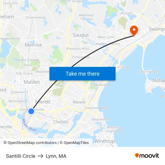 Santilli Circle to Lynn, MA map