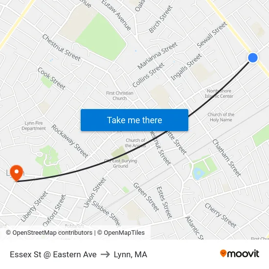 Essex St @ Eastern Ave to Lynn, MA map