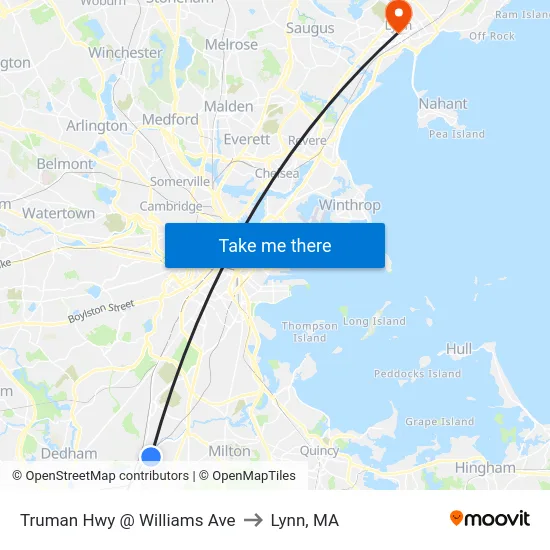 Truman Hwy @ Williams Ave to Lynn, MA map