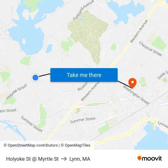 Holyoke St @ Myrtle St to Lynn, MA map