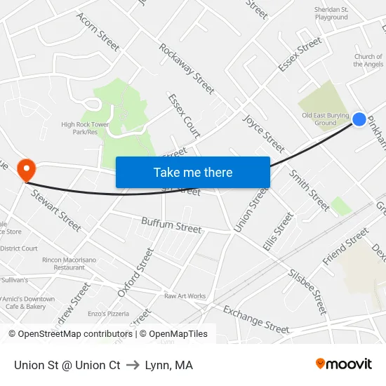 Union St @ Union Ct to Lynn, MA map
