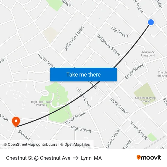 Chestnut St @ Chestnut Ave to Lynn, MA map
