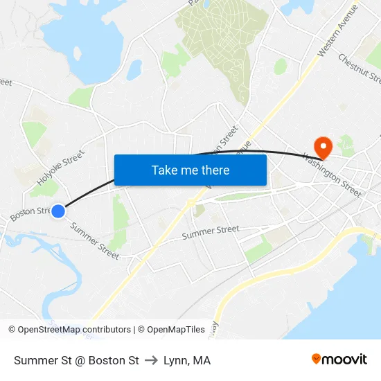 Summer St @ Boston St to Lynn, MA map