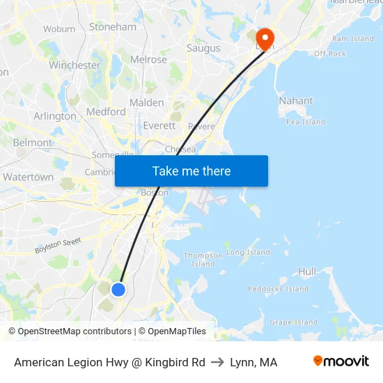 American Legion Hwy @ Kingbird Rd to Lynn, MA map