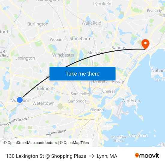 130 Lexington St @ Shopping Plaza to Lynn, MA map
