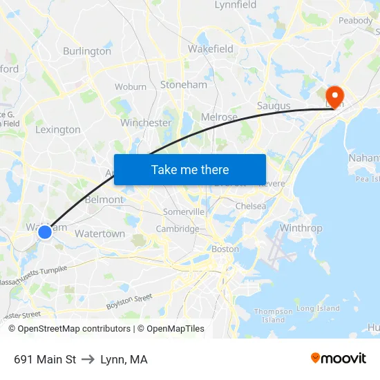 691 Main St to Lynn, MA map