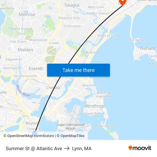 Summer St @ Atlantic Ave to Lynn, MA map