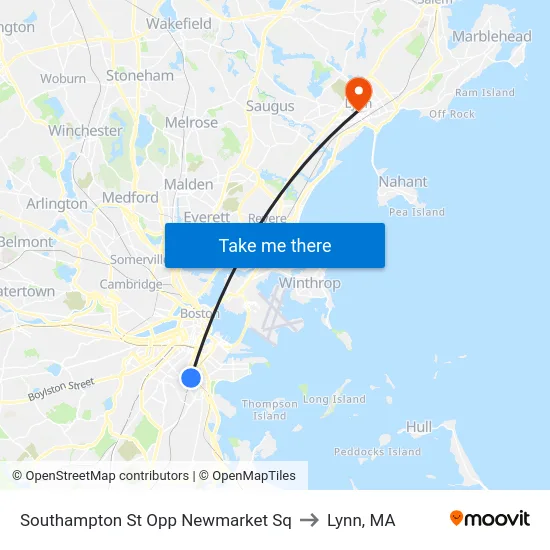 Southampton St Opp Newmarket Sq to Lynn, MA map