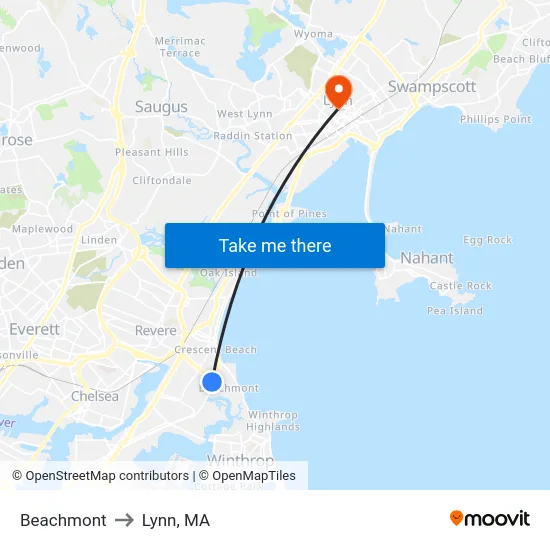 Beachmont to Lynn, MA map