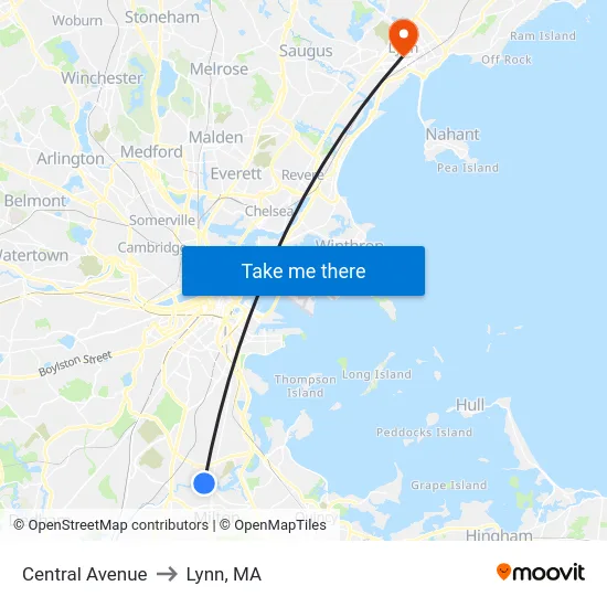 Central Avenue to Lynn, MA map