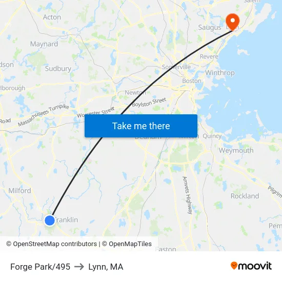 Forge Park/495 to Lynn, MA map