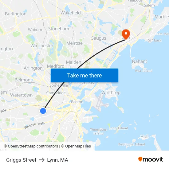 Griggs Street to Lynn, MA map