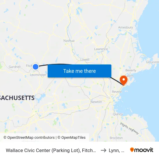 Wallace Civic Center (Parking Lot), Fitchburg to Lynn, MA map