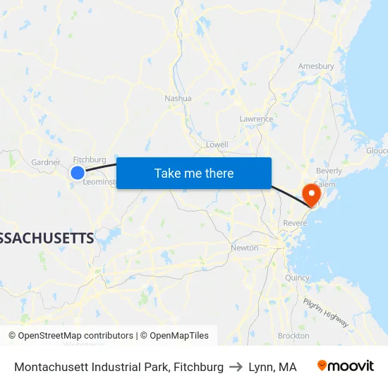 Montachusett Industrial Park, Fitchburg to Lynn, MA map