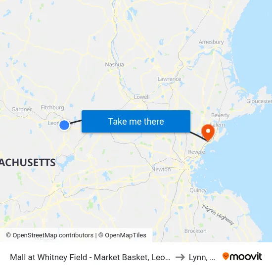 Mall at Whitney Field - Market Basket, Leominster to Lynn, MA map