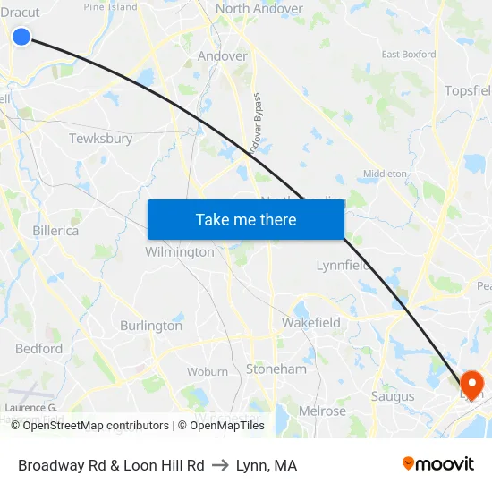 Broadway Rd & Loon Hill Rd to Lynn, MA map
