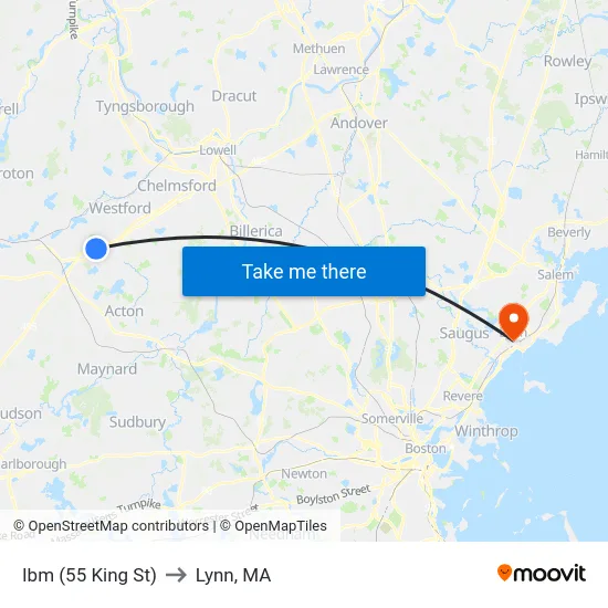 Ibm (55 King St) to Lynn, MA map