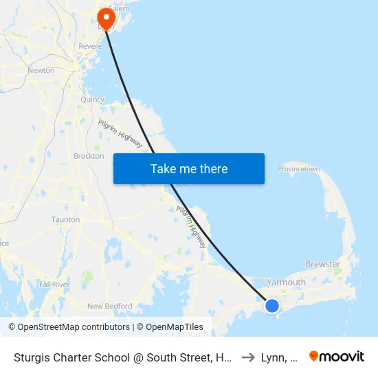 Sturgis Charter School @ South Street, Hyannis to Lynn, MA map