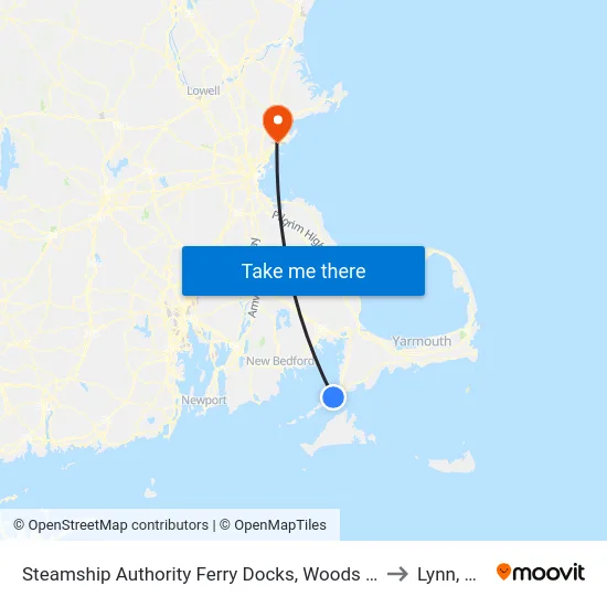 Steamship Authority Ferry Docks, Woods Hole to Lynn, MA map