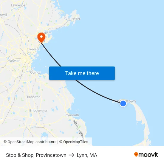 Stop & Shop, Provincetown to Lynn, MA map