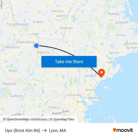Ups (Brick Kiln Rd) to Lynn, MA map