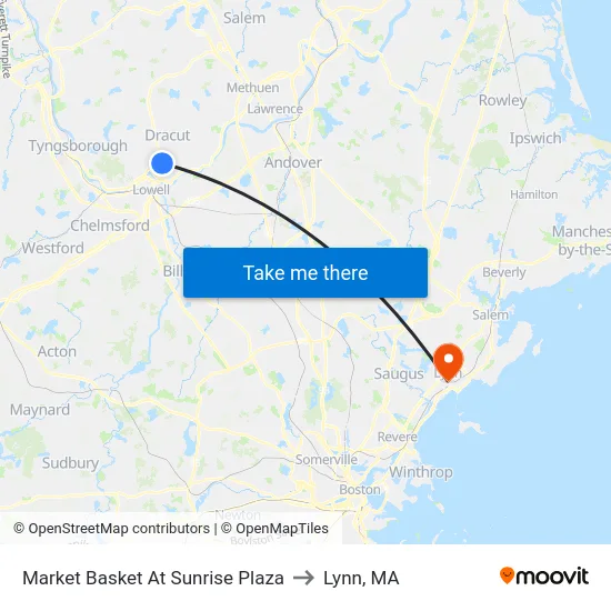 Market Basket At Sunrise Plaza to Lynn, MA map