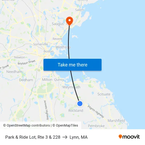 Park & Ride Lot, Rte 3 & 228 to Lynn, MA map