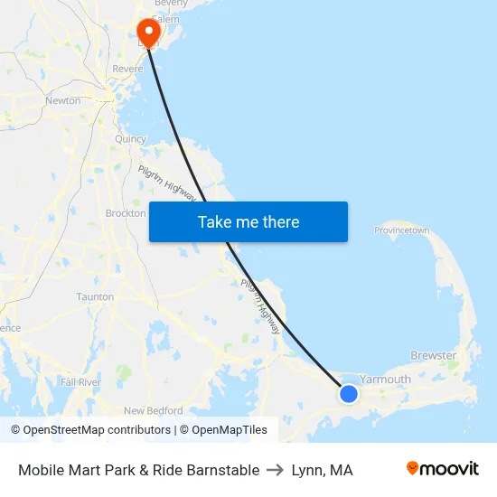 Mobile Mart Park & Ride Barnstable to Lynn, MA map