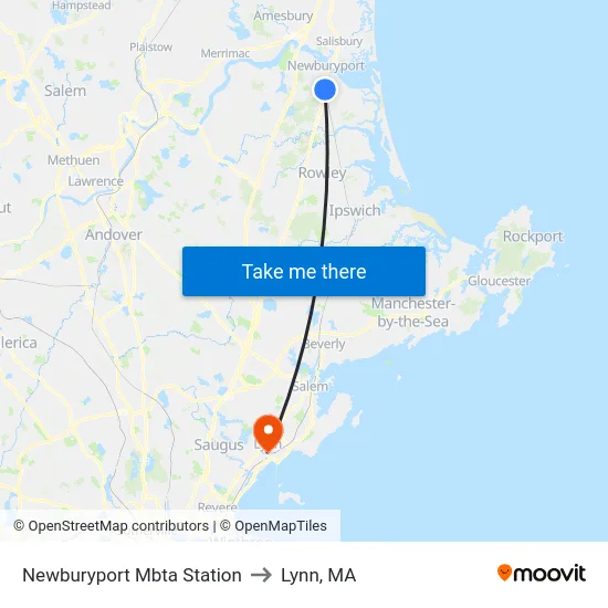 Newburyport Mbta Station to Lynn, MA map