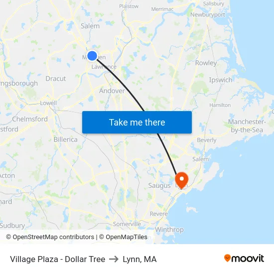 Village Plaza - Dollar Tree to Lynn, MA map