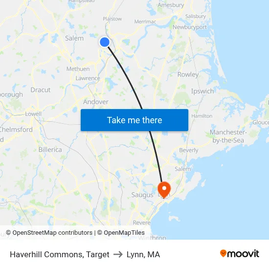 Haverhill Commons, Target to Lynn, MA map