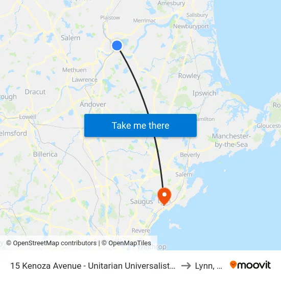 15 Kenoza Avenue - Unitarian Universalist Church to Lynn, MA map