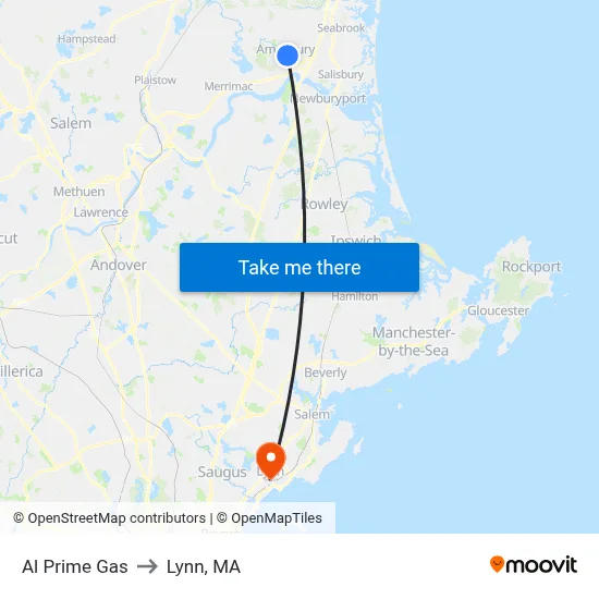 Al Prime Gas to Lynn, MA map