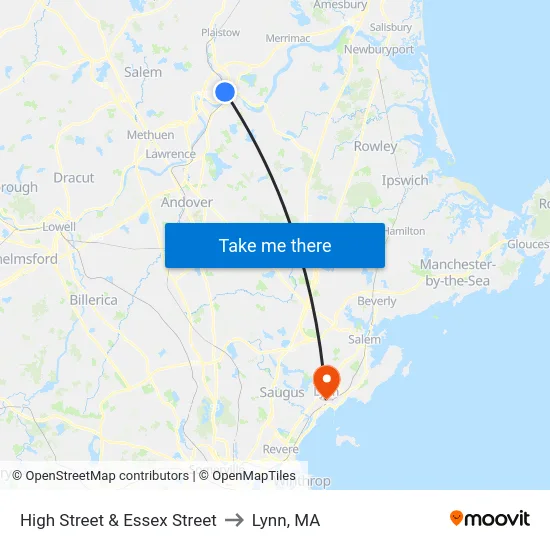 High Street & Essex Street to Lynn, MA map