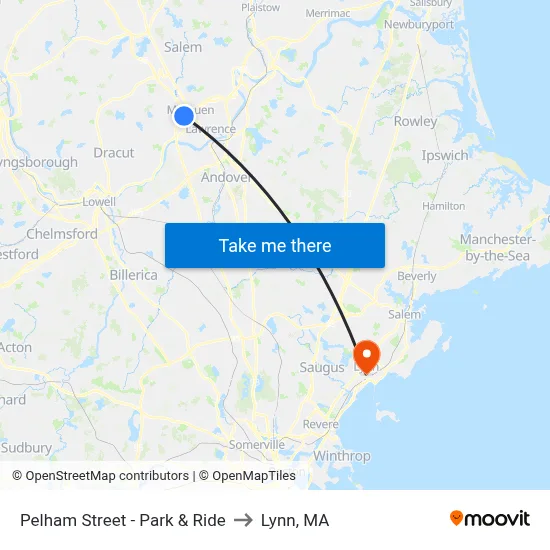 Pelham Street - Park & Ride to Lynn, MA map