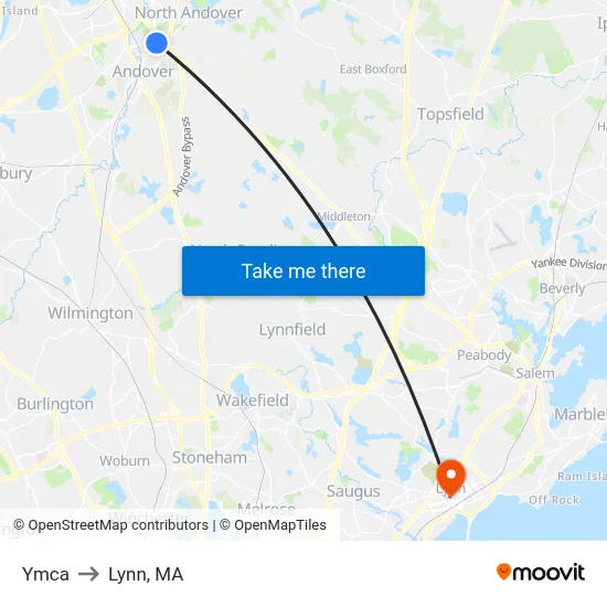 Ymca to Lynn, MA map