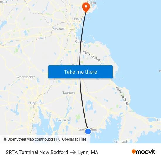 SRTA Terminal New Bedford to Lynn, MA map