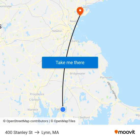 400 Stanley St to Lynn, MA map