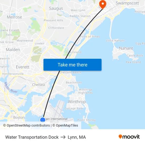 Water Transportation Dock to Lynn, MA map